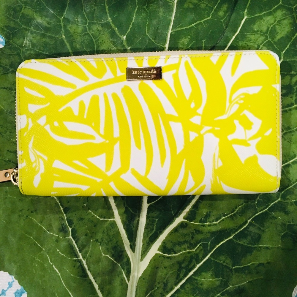 Kate Spade Chartreuse Tropical Leather Wallet